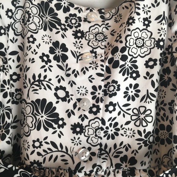 Jona Michelle Dress Girls Size 6 Black & White Capped Sleeve Floral Print Church - Picture 7 of 9